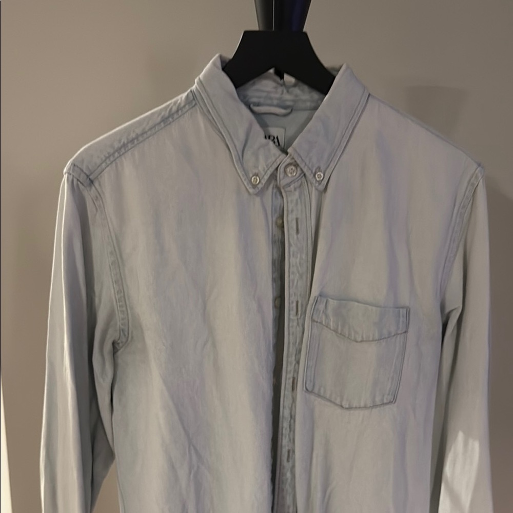 Zara Pale Blue Collared Shirt